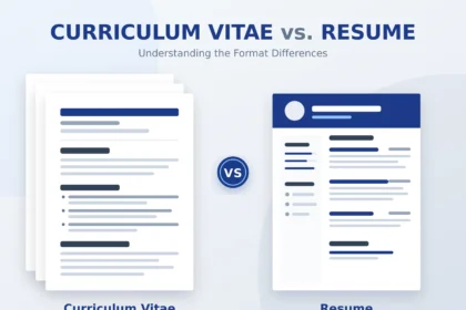 Comparison of a curriculum vitae and a resume showing differences in length and sections