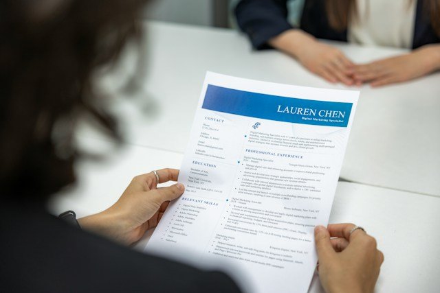 An educational overview illustrating key layout components of a professional curriculum vitae.